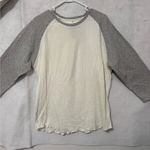 Rag & Bone Ivory and Gray Men's Raglan Sleeve 100% Cotton Jersey, XL
